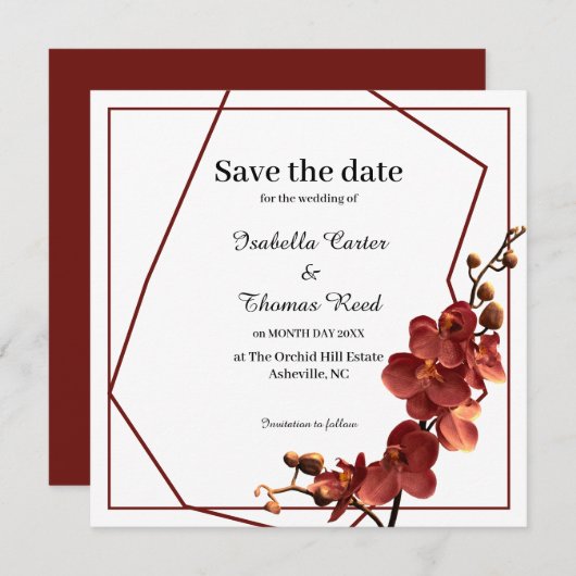 Autumn Orchid Romance Hochzeit im Herbst Save the  Save The Date (Vorne/Hinten)