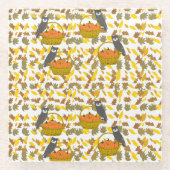 Autumn Owl and Pumpkin Pattern Glass Coaster Home Glasuntersetzer (Vorderseite)