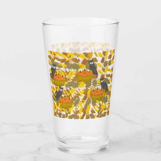 Autumn Owl and Pumpkin Pattern Pint Glass / Tumble Glas (Rückseite)