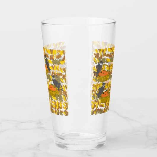 Autumn Owl and Pumpkin Pattern Pint Glass / Tumble Glas (Links)