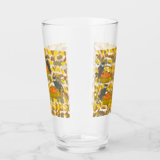 Autumn Owl and Pumpkin Pattern Pint Glass / Tumble Glas (Rechts)