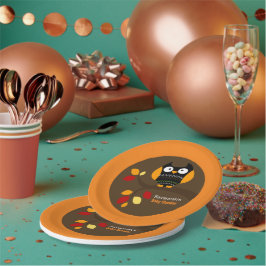 Autumn Owl Halloween Custom Paper Plate Pappteller