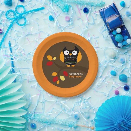 Autumn Owl Halloween Custom Paper Plate Pappteller (Party)