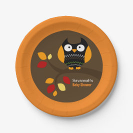 Autumn Owl Halloween Custom Paper Plate Pappteller
