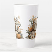 Autumn Owl mit Pumpkins Halloween Art Milchtasse (Vorderseite)