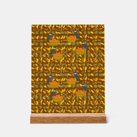 Autumn Owl Pumpkin Pattern Acrylic Sign Decor Acrylschild (Vorderseite)