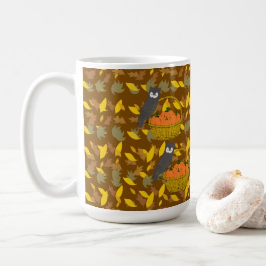 Autumn Owl Pumpkin Pattern Coffee Mug Gift Kaffeetasse (Mit Donut)