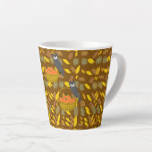 Autumn Owl Pumpkin Pattern Latte Mug Milchtasse (Rechte Ecke)