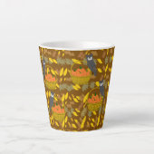Autumn Owl Pumpkin Pattern Latte Mug Milchtasse (Vorderseite)