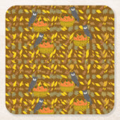 Autumn Owl Pumpkin Pattern Paper Coasters Rechteckiger Pappuntersetzer (Vorderseite)