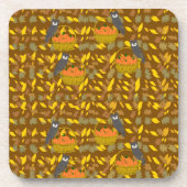 Autumn Owl Pumpkin Pattern Plastic Coaster Getränkeuntersetzer (Vorderseite)