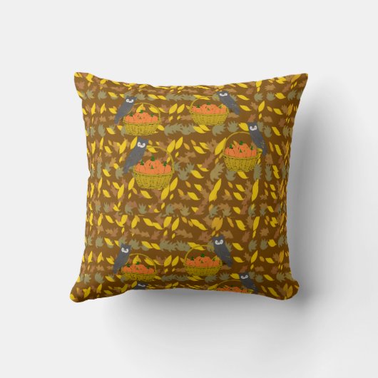 Autumn Owl Pumpkin Pattern Throw Pillow Kissen (Rückseite)