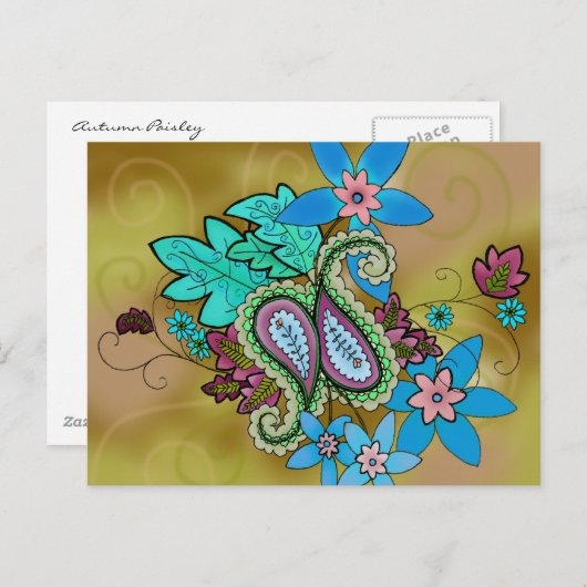 Autumn Paisley Postkarte (Vorne/Hinten)
