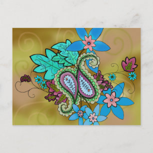 Autumn Paisley Postkarte