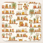Autumn Pantry Shelves Watercolor Pattern Rechteckiger Pappuntersetzer (Vorderseite)