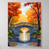 Autumn Park Bridge | Fall Foliage Watercolor Poster (Vorne)