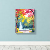 Autumn Park Fall Foliage Watercolor Leinwanddruck (Insitu (Holzboden))