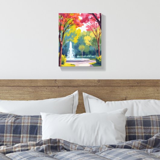 Autumn Park Fall Foliage Watercolor Leinwanddruck (Insitu (Schlafzimmer))