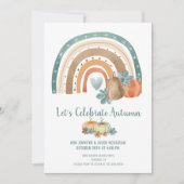Autumn Party Watercolor Rainbow Pumpkins Einladung (Vorderseite)