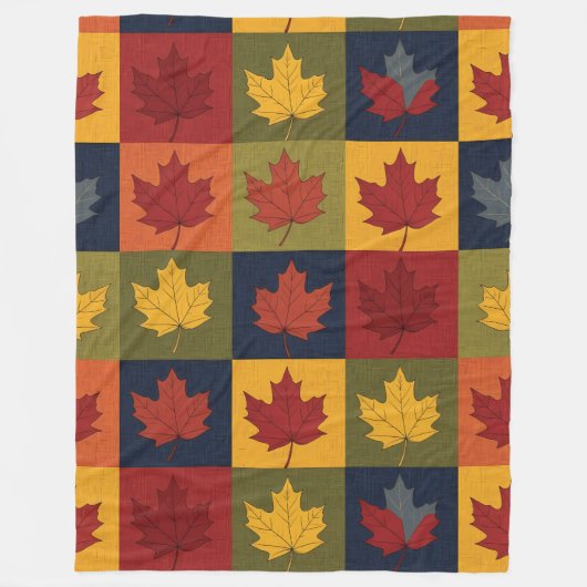 Autumn Patchwork Quilt Style mit Maple-Blätter Fleecedecke (Vorderseite)