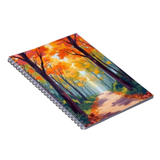 Autumn Path Fall Foliage Painting Notizblock (Rechte Seite)