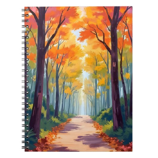 Autumn Path Fall Foliage Painting Notizblock (Vorderseite)