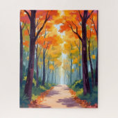 Autumn Path Fall Foliage Painting Puzzle (Vertikal)