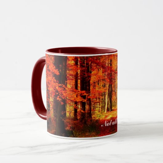 Autumn Path Herbstlaubs Custom Text Coffee Gift Tasse (Vorderseite Links)