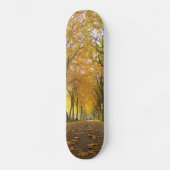 Autumn path with yellow trees and fallen leaves skateboard (Vorderseite)