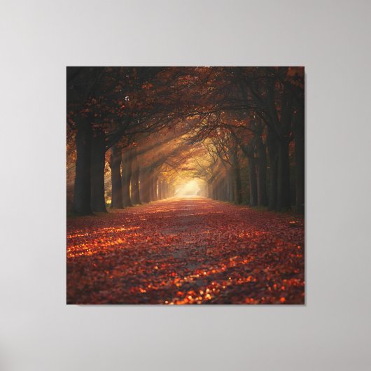 Autumn Pathway – Serene Tree Tunnel Art Print Leinwanddruck (Vorderseite)