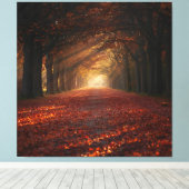 Autumn Pathway – Serene Tree Tunnel Art Print Leinwanddruck (Insitu (Holzboden))