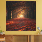 Autumn Pathway – Serene Tree Tunnel Art Print Leinwanddruck (Insitu (Wohnzimmer))