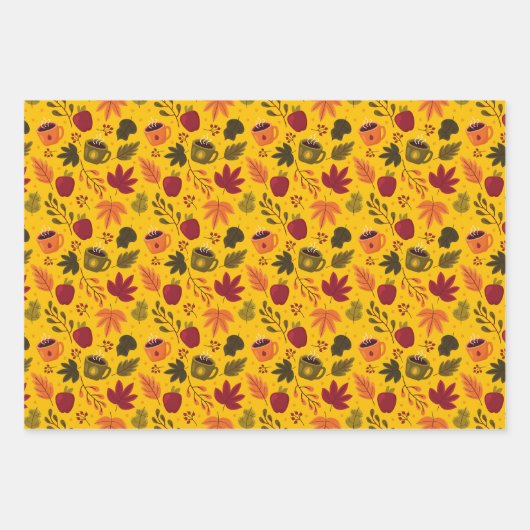 AUTUMN PATTERN DESIGN GESCHENKPAPIER SET (Vorderseite 2)