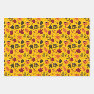 AUTUMN PATTERN DESIGN GESCHENKPAPIER SET