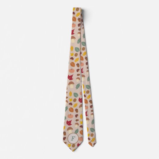Autumn Pattern Monogram Neck Tie Krawatte (Vorderseite)