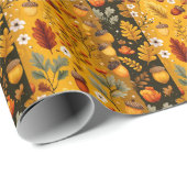 Autumn Pattern with Acorns, White Flowers  Geschenkpapier (Rolleneckpunkt)