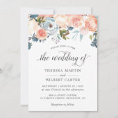Autumn Peach Floral Calligraphy Script Wedding Einladung (Vorderseite)