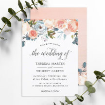 Autumn Peach Floral Calligraphy Script Wedding