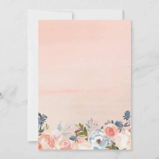 Autumn Peach Floral Curly Script Brautparty Einladung (Rückseite)