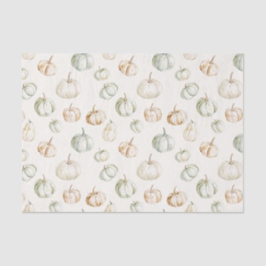 Autumn Peach Mint Pumpkins Seidenpapier (Vorderseite)