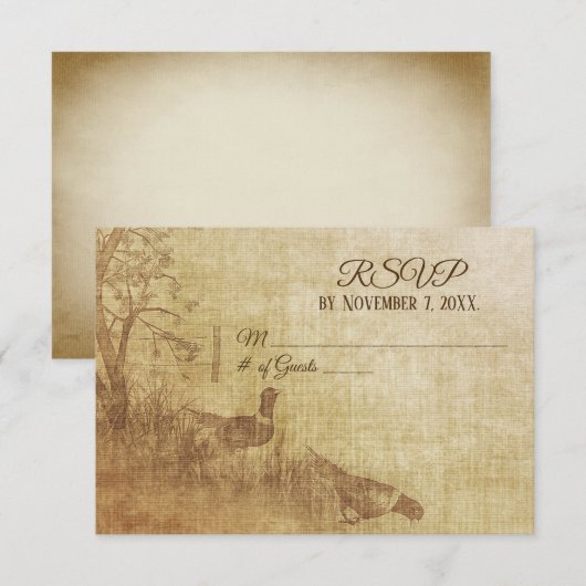 Autumn Pheasant Wedding RSVP Karte (Vorne/Hinten)