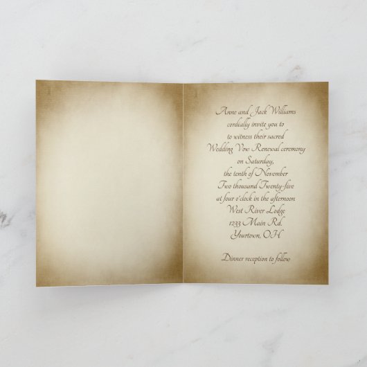 Autumn Pheasant Wedding Vow Erneuerung Einladung (Innenseite)