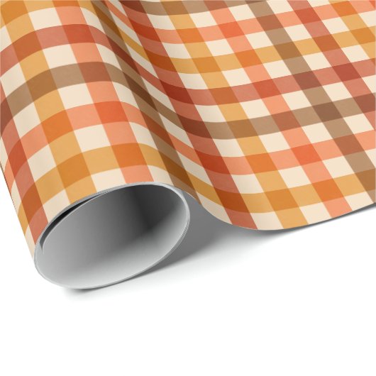 Autumn Picnic Gingham Checkerboard in Rusty Browns Geschenkpapier (Rolleneckpunkt)