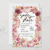 Autumn Pink Burgundy Pumpkin Save the Date (Vorderseite)