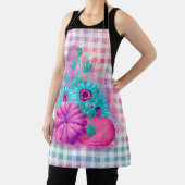 AUTUMN PINK PUMPKINS AQUA BLUME GINGHAM KARIERT SCHÜRZE (InSitu)