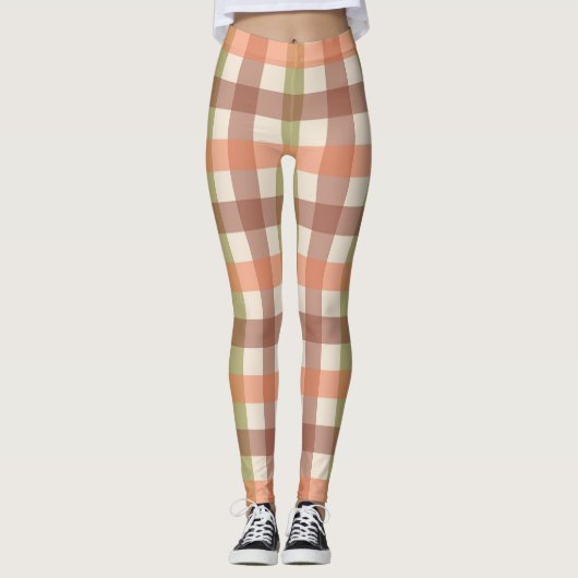 Autumn Plaid Pattern in Orange Green and Brown Leggings (Vorderseite)