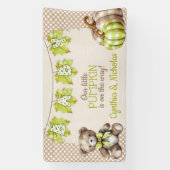 Autumn Plaid Teddy Bear Pumpkin Leaves Banner (Vertikal)