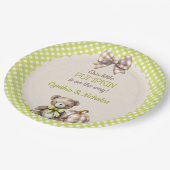 Autumn Plaid Teddy Bear Pumpkin Pappteller (Schrägansicht)