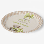 Autumn Plaid Teddy Bear Pumpkin Pappteller (Schrägansicht)