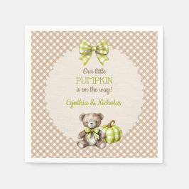 Autumn Plaid Teddy Bear Pumpkin Serviette